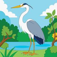 heron bird coloring art vector