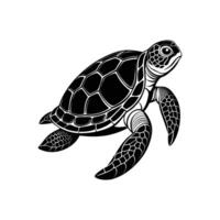 A green sea turtle silhouette illustration vector