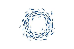 Silhouettes groups sea fishes' colony image, Fish background icon vector