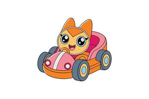 Go cart colouring illustration image vector