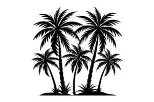palm tree set silhouette design arts vector