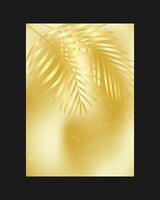Golden Luxurious Background with Palm Leaves and Grunge Effect. A luxurious and elegant golden A4 template for a cover, wedding invitation, print, or decoration. vector