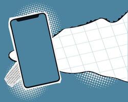 Set of collage elements with phones. Retro banner concept with cut out paper elements. vector