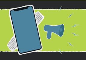 Set of collage elements with phones. Retro banner concept with cut out paper elements. vector