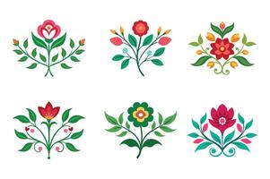 Collection bundle of decorative flower elements vector