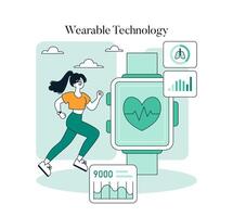 Tech Enabled Health. Flat Illustration vector