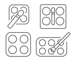 Linear graphic icons of beauty and cosmetics in the form of eyelids shadow and eye makeup. vector