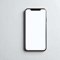 Mobile phone with white empty display screen mockup template photo