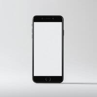 Mobile phone with white empty display screen mockup template photo