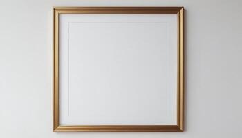 Blank picture frame on white wall mockup template photo