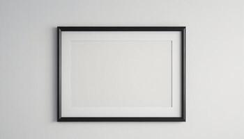 Blank picture frame on white wall mockup template photo