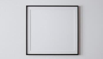 Blank picture frame on white wall mockup template photo