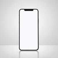 Mobile phone with white empty display screen mockup template photo