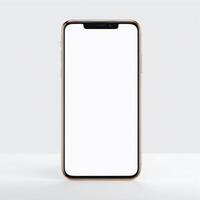 Mobile phone with white empty display screen mockup template photo