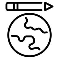 Globe and Pen icon outline style vector