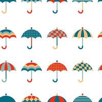 Geometric umbrella seamless pattern in retro style. Perfect print for T-shirt, textile and fabric. Hand drawn illustration. vector