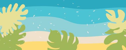Theme of vacation and beach resort gorizontal background for banner, cover, card, sale. Colorful template for decor and design. vector