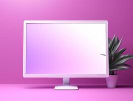 Blank computer display with luxury background for mockup generate photo