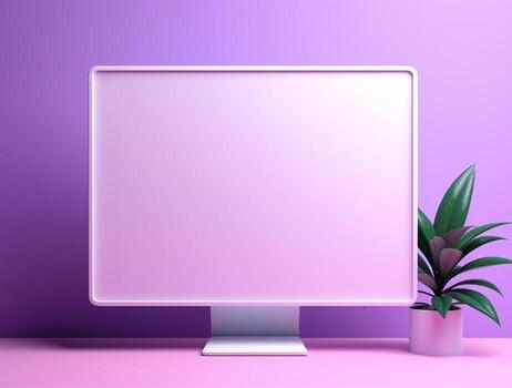 Blank computer display with luxury background for mockup generate photo