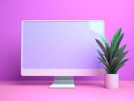 Blank computer display with luxury background for mockup generate photo