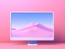 Desktop with white screen computer for mockup photo