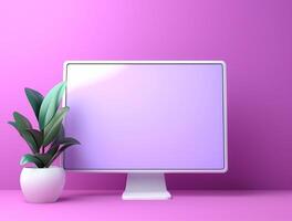 Desktop with white screen computer for mockup photo
