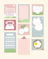 Cute Note Designs for Journaling. Whimsical and Inspirational. Sticker, Sticky note, to do list, weekly, goals vector