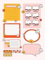 Retro Note sticker Illustration Set. Sticker for bullet journaling. Sticker, note, list, to do list, check. vector