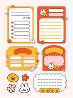 Retro Note sticker Illustration Set. Sticker for bullet journaling. Sticker, note, list, to do list, check. vector