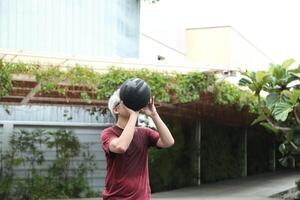 Man playing basketball photo