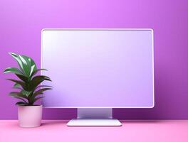 Desktop with white screen computer for mockup photo