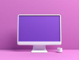 Desktop with white screen computer for mockup photo