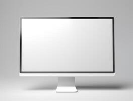 Desktop with white screen computer for mockup photo