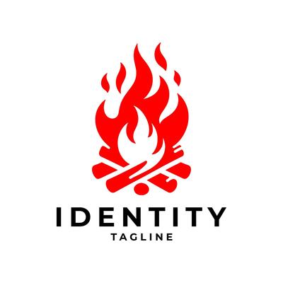 Campfire logo with a warm and inviting design. Perfect for outdoor adventure brands, camping gear, or travel blogs. The logo symbolizes warmth, togetherness, and the spirit of adventure.