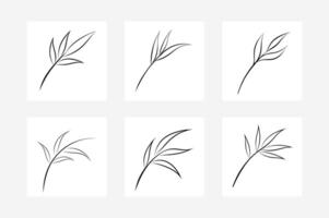 Outline bundle of wispy bamboo leaves. vector