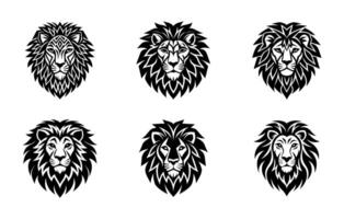 Stylized lion head with sharp lines, a fierce expression, flowing mane, and bold details, ideal for a logo or emblem design. vector