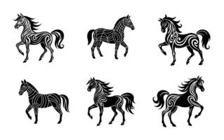 A illustration of a horse, showing its elegant form, muscular build, and graceful stance, with clean lines and simple details. vector