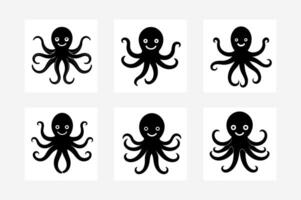 Bundle of octopus silhouette vectors, perfect for various creative projects. vector