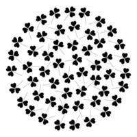Outline Shamrocks in a shape of circle. Round monochrome background Texture. Isolated on transparent. Greetings cards, posters, banner, brochure, price tag, label or web, promo design concept vector