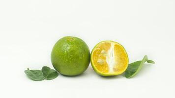 Juiced orange isolated on white background photo