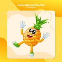 Cute pineapple character smiling with a happy expression vector