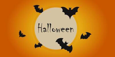 a banner template for Halloween. orange background, bat, short phrase Halloween. vector