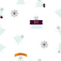 seamless pattern with different cute ghosts. Halloween. Drawing for printing. Illustration on a white background. vector