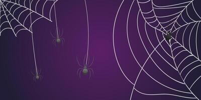 Cobweb with spiders on a purple background. image. Design elements. A template for Halloween. Halloween decor. vector