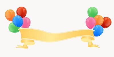 empty banner with colorful balloons. illustration. copy space vector