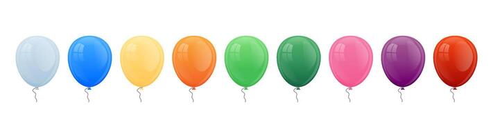 balloon with ribbon. multicolored balloons on a white background template for birthday, wedding, party. vector