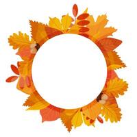 illustration of an empty autumn frame with leaves. Autumn design. Templates for posters, banners, flyers, presentations. On a white background. vector