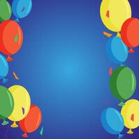 Festive party frame with blue background color and balloons. illustration. greeting card template. vector