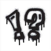 Spray Paint Graffiti question mark, exclamation mark Sprayed icon isolated on white background. graffiti No symbol Warning sign with overspray in black on white. vector