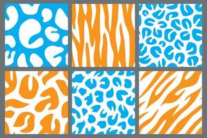Set of abstract leopard animal skin seamless pattern designs. Jaguar, leopard, cheetah, panther fur. Black and white seamless camouflage background. vector